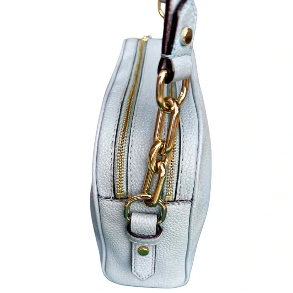 KATE SPADE Mulberry Street Darian Light Blue Pebbled Leather Zip Crossbody Chain - Picture 12 of 16